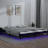 Cadre de lit a LED sans matelas noir 120x190 cm bois massif