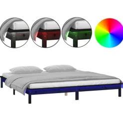 Cadre de lit a LED sans matelas noir 120x190 cm bois massif