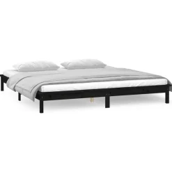 Cadre de lit a LED sans matelas noir 120x190 cm bois massif