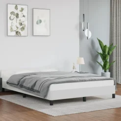 Cadre de lit avec tete de lit sans matelas blanc 140x200 cm