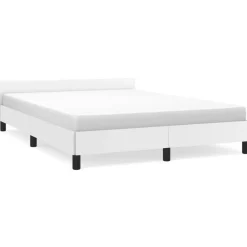 Cadre de lit avec tete de lit sans matelas blanc 140x200 cm