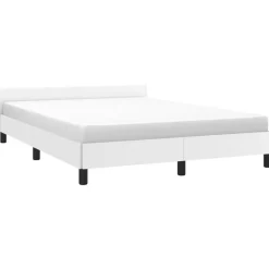 Cadre de lit avec tete de lit sans matelas blanc 140x200 cm