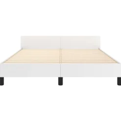 Cadre de lit avec tete de lit sans matelas blanc 140x200 cm