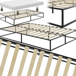 Cadre de lit en acier KYOTO avec sommier à lattes, 250 kg