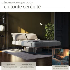 Cadre de lit en acier KYOTO avec sommier à lattes, 250 kg