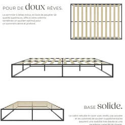 Cadre de lit en acier KYOTO avec sommier à lattes, 250 kg