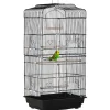 Cage à oiseaux volière avec mangeoires perchoirs plateau amovible dim. 46,5L x 35,5l x 92H cm métal PS noir