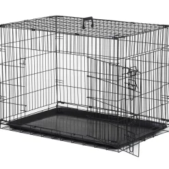 Cage caisse de transport pliante pour chien en métal noir 91 x 61 x 67 cm