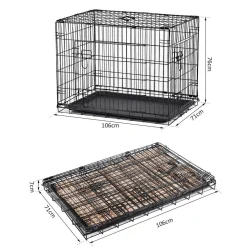 Cage caisse de transport pliante pour chien en métal noir 106 x 71 x 76 cm matelas fourni