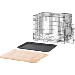 Cage caisse de transport pliante pour chien en métal noir 106 x 71 x 76 cm matelas fourni