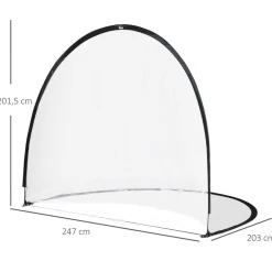 Cage de foot portable - but de football futsal pliable pop up - sac rangement, piquets inclus - dim. 247L x 203l x 201,5H cm - fibre verre Oxford noir