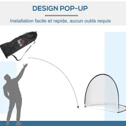 Cage de foot portable - but de football futsal pliable pop up - sac rangement, piquets inclus - dim. 247L x 203l x 201,5H cm - fibre verre Oxford noir