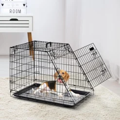 Cage de transport pour chien taille L dim. 76L x 48l x 55H cm métal noir