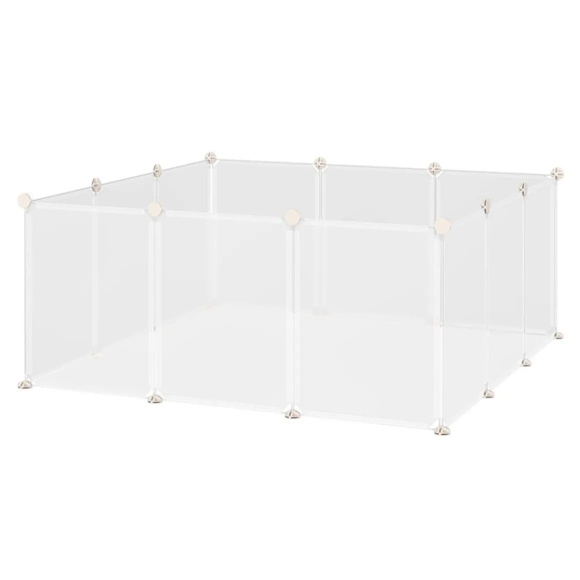 Cage parc enclos modulable petits animaux - dim. 105L x 105l x 45H cm - 12 panneaux résine PP opaque