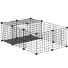 Cage parc enclos rongeurs modulable dim. L 105 x l 70 x H 35 cm résine PP fil métallique noir