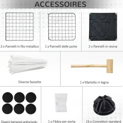 Cage parc enclos rongeurs modulable dim. L 105 x l 70 x H 35 cm résine PP fil métallique noir