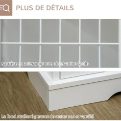 Cage pour chien animaux table d'appoint 2 en 1 - 2 portes verrouillables - dim. 76L x 54,5l x 56H cm - MDF acier blanc