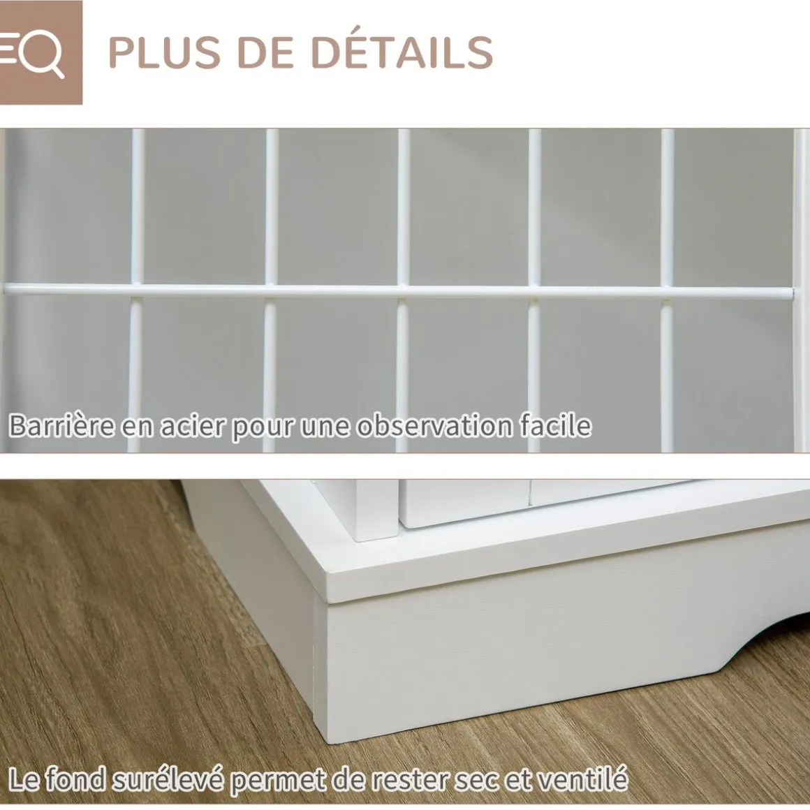 Cage pour chien animaux table d'appoint 2 en 1 - 2 portes verrouillables - dim. 76L x 54,5l x 56H cm - MDF acier blanc