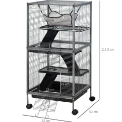 Cage pour petits animaux portable avec 2 portes hamac métal PP 52 x 52 x 113,5 cm