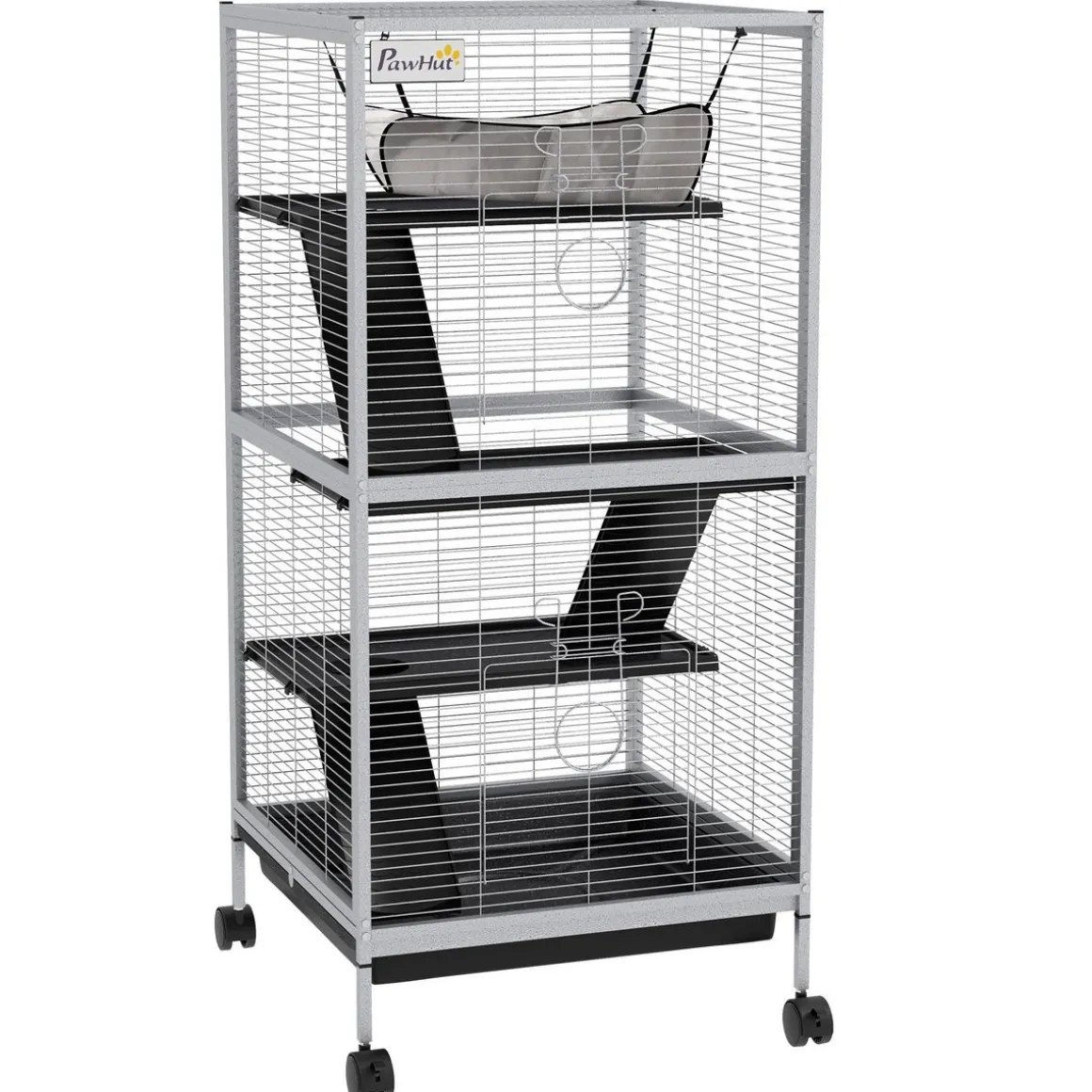 Cage pour petits animaux portable avec 2 portes hamac métal PP 52 x 52 x 113,5 cm