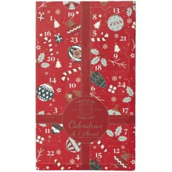 Calendrier de l'Avent 24 Bougies Parfumées & Photophore Noël 37cm Rouge