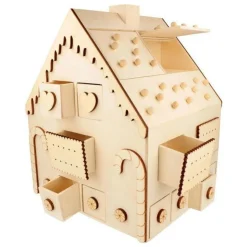 Calendrier de l'Avent bois maison en pain d'épices 33 x 26 x 23 cm
