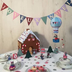 Calendrier de l'Avent bois maison en pain d'épices 33 x 26 x 23 cm