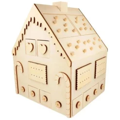 Calendrier de l'Avent bois maison en pain d'épices 33 x 26 x 23 cm