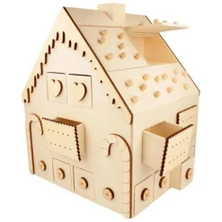 Calendrier de l'Avent bois maison en pain d'épices 33 x 26 x 23 cm