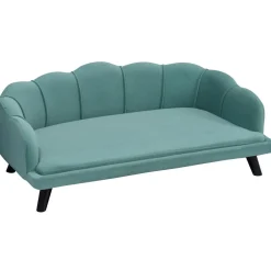 Canapé chien lit pour chien chat design contemporain coquillage dim. 98L x 60l x 35H cm coussin moelleux velours vert
