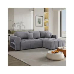 Canapé d'angle convertible tissu chenille 3 places - Trocadero - Gris