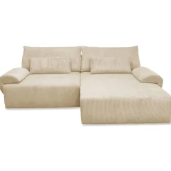 Canapé d'angle convertible réversible 5 places en velour côtelé BILLY