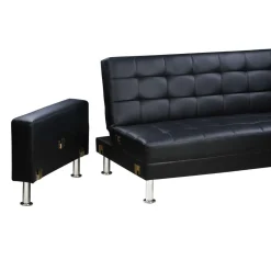 Canapé d'angle convertible et réversible Theo - 258 x 82/147 x 82 cm - 4 places - Noir
