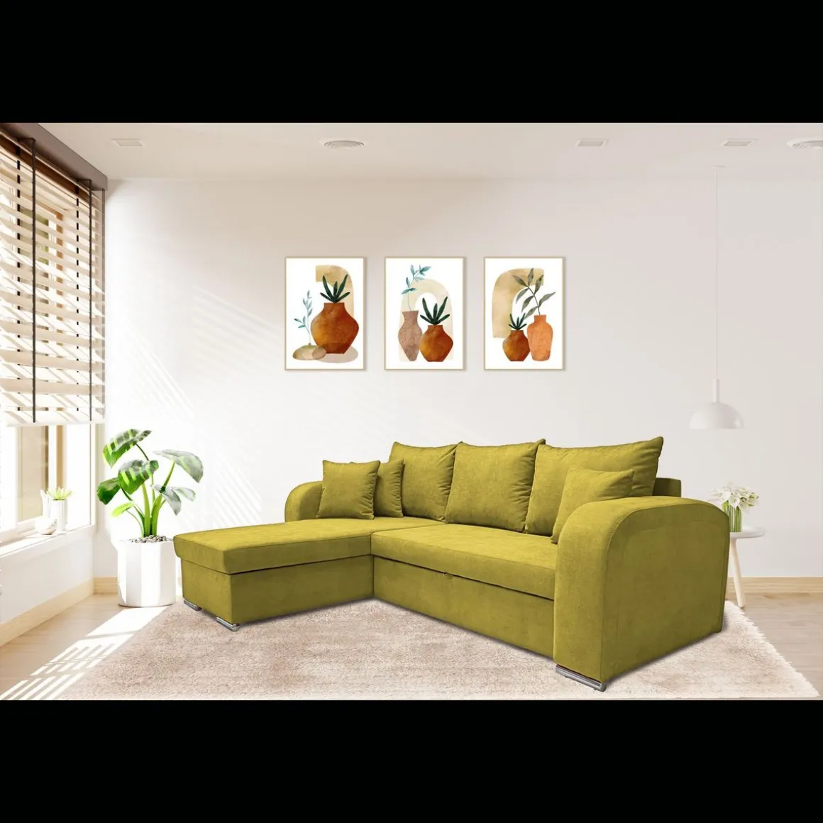 Canapé d'angle convertible réversible 5 places tissu BOB