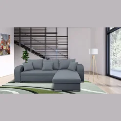 Canapé d'angle convertible réversible 5 places tissu BOB