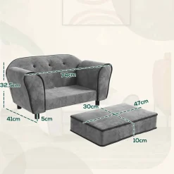 Canapé pour chien design - coussin déhoussable - dim. 74L x 41l x 32,5H cm - velours gris