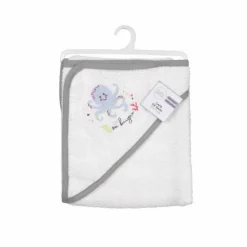 Cape de Bain en Coton Pieuvre 75cm Gris & Blanc