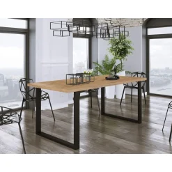 Caronal - table à manger - chêne foncé et noir - 4 à 8 personnes