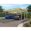 Carport adossé toit plat - Bois traité autoclave - 2 voitures - 30,9m² - JEAN