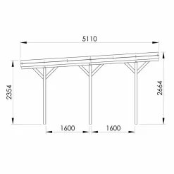 Carport adossé toit plat - Bois traité autoclave - 2 voitures - 30,9m² - JEAN