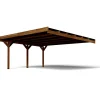 Carport adossé toit plat - Bois traité autoclave - 2 voitures - 30,9 m² - VICTOR