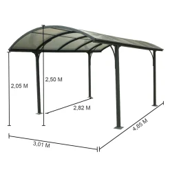 Carport Aluminium - Anthracite - 14,62m² - BLACKPOOL