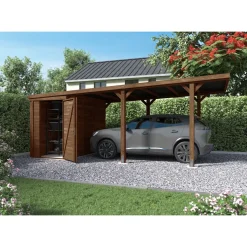 Carport avec remise - Bois traité autoclave - 15,8+4m² - LEON