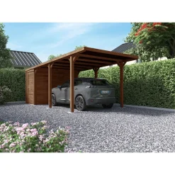Carport avec remise - Bois traité autoclave - 15,8+4m² - LEON