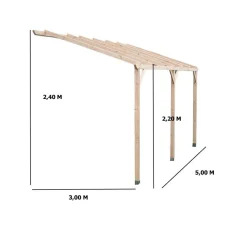 Carport bois adossé 15 m²