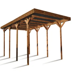 Carport Camping Car - Bois traité autoclave - Toit plat - 32,40m² - MADEIRA
