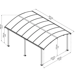 Carport en aluminium ARCADIA 5000 - 18 m² - Gris