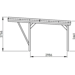 Carport toit plat - Bois traité autoclave - 2 voitures - 30,9 m² - VICTOR DESIGN