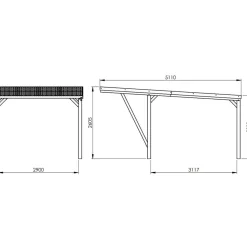 Carport toit plat - Bois traité autoclave - 16,5 m² - VICTOR MODERN