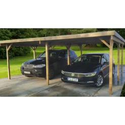 Carport toit plat - Bois traité autoclave - 2 voitures - Toit plat - 30,32 m² - TALANGA
